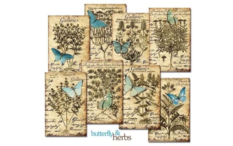 Butterfly & Herbs Mini-scrapbookpapier