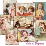 Kids & Puppies Mini Scrapbookpapier