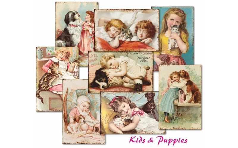 Kids & Puppies Mini Scrapbookpapier