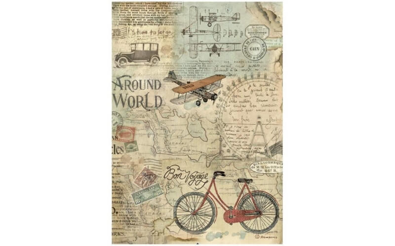 Rijstpapier bicycle A4 Decoupage