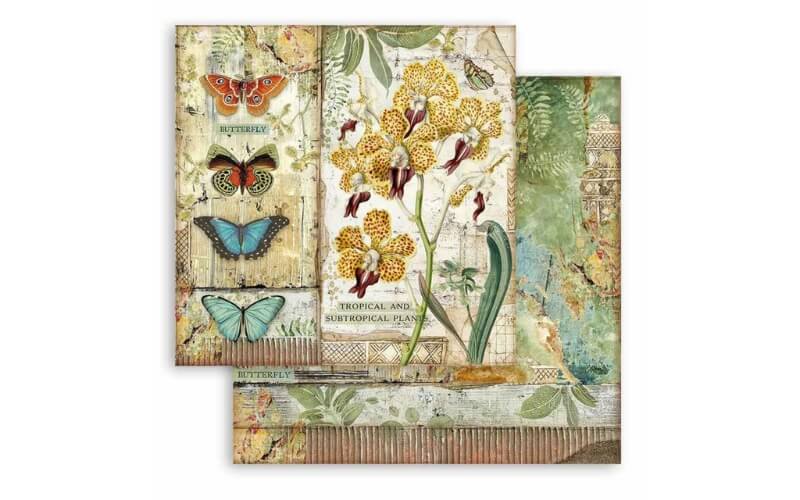 Scrapbookpapier Amazonia Vlinders Orchideeën