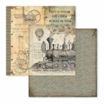 Scrapbookpapier Voyages Fantastiques stream train