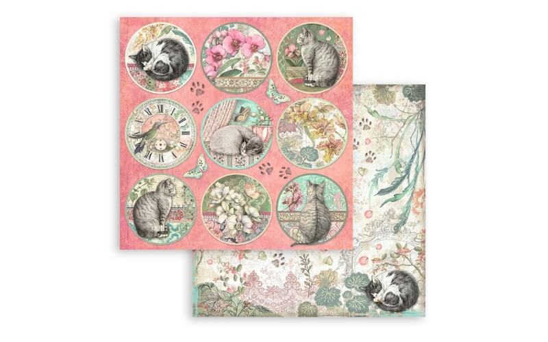 Scrapbookpapier 8" Orchids & Cats